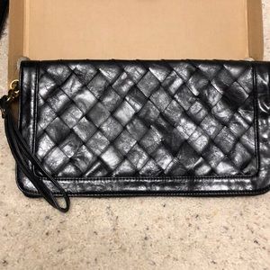 Urban Expressions black leather clutch bag
